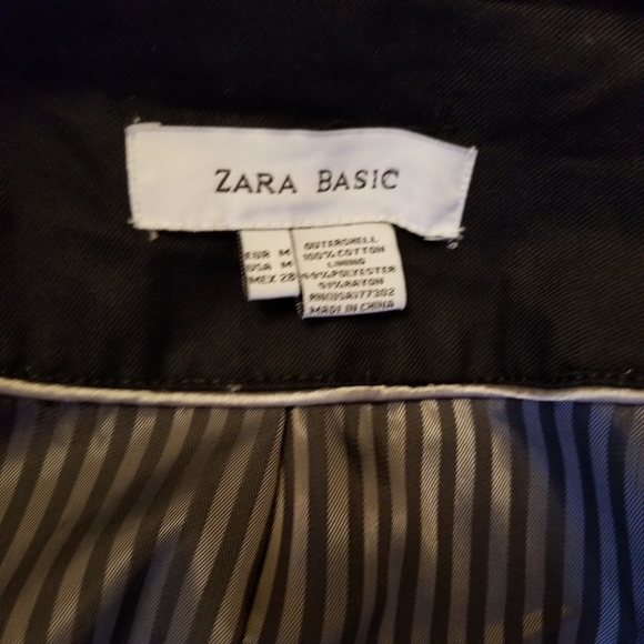 Zara High-collared Black Trench Coat Jacket Medium - Picture 7 of 7